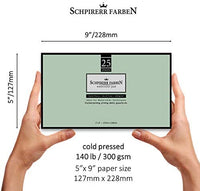SHCPIRERR Farben Papel de acuarela de 5.0 x 9.0 in, paquete de 4, 100 hojas de 10.58 oz/m², peso pesado prensado en frío, sin ácidos, almohadilla de acuarela 25 hojas cada 5 x 9 ideal para técnicas de acuarela y medios mixtos - Arteztik
