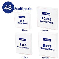 Zacklla Painting Canvas Panels Multi Pack, 8x8", 8x10", 10x10", 9x12" Set de 48, Canvas Boards for Painting - Arteztik
