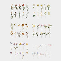 NogaMoga - Juego de 6 pegatinas decorativas con diseño de flores, diseño de plantas de la naturaleza, tamaño grande, pegatinas decorativas transparentes con forma especial para álbumes de recortes, arte, manualidades, diarios de balas - Arteztik
