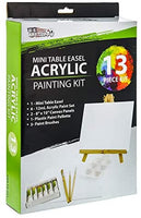 U.S. Art Supply - Juego de pintura al óleo con mini caballete de mesa, pinceles y paleta (14 piezas) - Arteztik
