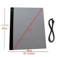 A3 LED que sigue la caja de luz, Venta de fábrica LED Tracing Light Pad Ultra-Delgado Stepless Dimmable Brillo Tatoo Pad Animación Tracer Board, Sketching, Diseño, Vista de rayos X, Pintura de diamante - Arteztik
