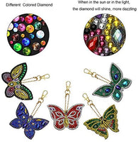 Soleebee 5 piezas DIY 5D completo taladro diamante pintura llavero por número Kit mosaico hacer doble cara taladro colgante cristal Rhinestones llavero bolsa regalo (mariposa) - Arteztik
