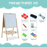 LingXiStudio - Caballete de madera todo en uno para niños con rollo de papel de doble cara para pizarra blanca, accesorios magnéticos - Arteztik
