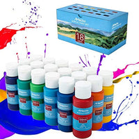Artecho - Juego de pintura acrílica para arte, 18 colores, 2.0 fl oz, suministros básicos de pintura acrílica para madera, tela, manualidades, lienzo, cuero y piedra - Arteztik
