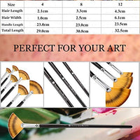 Juego de pinceles de pintura, juego de pinceles para abanico de artistas, brochas de madera largas para pintura, juego de pinceles para pintura al óleo, pintura acrílica, 3 piezas - Arteztik
