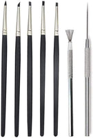 comiart Artista Esculturales Suministros Herramientas Conjunto, 5pcs Tamaño 0 Color de silicona Shaper pintura Brochas + 1pcs Professional Detalle Aguja + 1pcs Feather Wire textura metal cepillos - Arteztik
