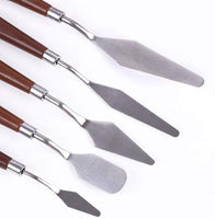 GOCTOS - Juego de 5 cuchillos para pintura, para acuarela, aceite, acrílico, manualidades, roca, pintura facial, herramientas básicas de pintura con hoja de acero inoxidable y asas de madera - Arteztik
