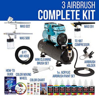 Master Airbrush KIT-SP19-20 juego de pintura con sistema vaporizador con compresor estándar (11 elementos) - Arteztik
