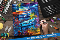 KEFF Creations Juego de pinceles de pintura acrílica, 15 pinceles de artista premium, juego de 24 pinturas acrílicas, kit de pinceles para lienzo, madera, tela, gran juego de suministros de pintura para adultos y niños - Arteztik
