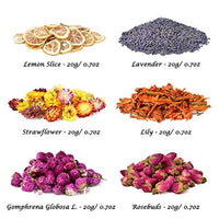 HAIOPS – Kit de aromas para hacer jabón de flores secas, lavanda, rodajas de limón, lirio, gomphrena Globosa Linn, fresa, 6 bolsas - Arteztik
