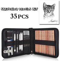 Juego de 35 lápices de dibujo, ideal para principiantes, lápices de carbón, gomas de borrar y bolígrafos de papel, clips gratis, suministros de arte, lápices de dibujo, lápices de grafito, suministros para bocetos - Arteztik
