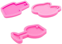 Juego de 3 moldes de resina para llaveros, botellas, copas, gatitos, moldes epoxi, moldes de resina y silicona para fundición - Arteztik
