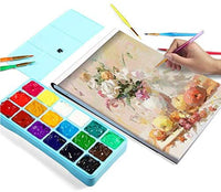 HIMI Gouache Juego de pintura, 18 colores x 1.0 fl oz, diseño único de taza de gelatina, estuche portátil con paleta para artistas, estudiantes, pintura de acuarela Gouache (rosa) - Arteztik
