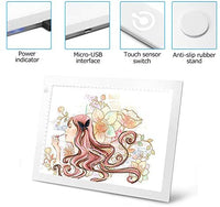 Cuadro de luz LED Artcraft de brillo regulable A4, tableta portátil, tableta portátil, ME456 cable de alimentación USB para copiar tabla de dibujo para artistas diseñando, animación, bocetos (azul) - Arteztik
