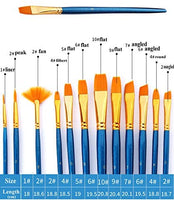 Veczom - Juego de 12 pinceles de pintura para artistas, diferentes tamaños, pinceles de nailon, pincel para pintura acrílica al óleo, acuarela, arte de uñas faciales, pintura de roca, artistas de pintura Gouache, adultos, niños - Arteztik
