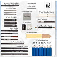 Lápices de dibujo y bloc de bocetos (41 piezas de kit de dibujo) – Todo lo que necesitas para dibujar y bocetos: grafito, carbón, pasteles y bloc de bocetos grande de 9 x 12 con 100 hojas, con estuche de cremallera. - Arteztik
