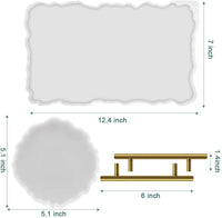 Moldes de resina para bandeja de vino, moldes de resina de silicona, juego de moldes de resina con 3 moldes de resina de posavasos y 2 asas de metal, moldes de fundición de resina epoxi para hacer bandeja de ágata sintética - Arteztik
