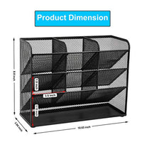 Wellerly Mesh Desk Organizer, Pencil Holder, Office Multi-Functional Desktop Organizer Collection - 9 Compartments with A Storage Rack - Markers Pen Holder for Office School Home Art Supply - Black - Arteztik
