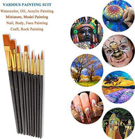 Suproot Juego de pinceles de pintura, 10 pinceles planos para acuarela, aceite, pintura acrílica y manualidades, uñas, pintura facial (cepillo azul) (negro) - Arteztik
