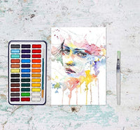 Juego de pintura de acuarela Falling in Art, 36 tartas de agua con cepillo de agua y almohadilla de papel - Arteztik
