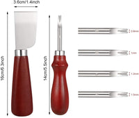 DaveandAthena 5 unidades de biselador de cuero y cuchillo de corte de piel, mango de madera, herramienta de corte biselado para bordes biselados, herramienta de corte de cuero para bricolaje (0.059 in, 0.047 in, 0.039 in, 0.031 in) - Arteztik
