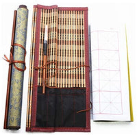 Ellkee - Papel de agua de tela mágica china reutilizable con 1 cepillo de bambú y 1 envoltorio para bolígrafos, juego de caligrafía china práctica para principiantes, escritura gruesa con desplazamiento (4 artículos) - Arteztik
