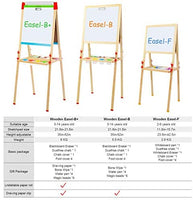 KAVAVO Caballete de madera para niños con letras magnéticas, caballete de pie ajustable, pizarra blanca de dibujo de doble cara, utilizado para la educación temprana. - Arteztik
