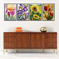 SIIYIX 6 juegos de pintura de diamantes 5d por números, kits de flores de punto de cruz para adultos, niños, regalos de inauguración de la casa, pájaros florales para decoración de pared del hogar, 12 × 16 pulgadas (un paquete de 6 juegos) - Arteztik
