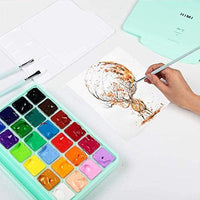 HIMI Jelly Gouache Juego de pintura, 24 colores x 1.0 fl oz/1 oz Jelly Cup diseño con 3 pinceles de pintura y paleta en un estuche de transporte para artistas, estudiantes, principiantes, pintura de acuarela opaca (rosa) - Arteztik
