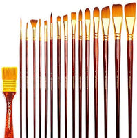 Transon - Juego de 16 pinceles de pintura profesional con estuche de pinceles surtidos para pintura acrílica de acuarela Gouache Oil Tempera y pintura corporal - Arteztik
