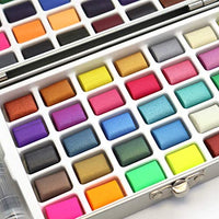 Seamiart - Juego de 50 pinturas de acuarela sólidas para adultos, niños, artista, pigmento, acuarela, kit de regalo con pincel de pintura, caja de lata de viaje 2020 - Arteztik

