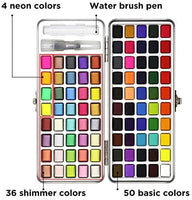 Seamiart - Juego de 50 pinturas de acuarela sólidas para adultos, niños, artista, pigmento, acuarela, kit de regalo con pincel de pintura, caja de lata de viaje 2020 - Arteztik
