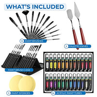 KEFF Creations Juego de pinceles de pintura acrílica, 15 pinceles de artista premium, juego de 24 pinturas acrílicas, kit de pinceles para lienzo, madera, tela, gran juego de suministros de pintura para adultos y niños - Arteztik
