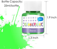 Pintura de cristal, pintura de vidrio teñido, pintura de color de vidrio para botella de vino, bombillas y cerámica (12 colores x 0.84 fl.oz) - Arteztik
