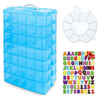 Contenedor de almacenamiento apilable de 7 capas, 70 compartimentos ajustables (azul) contenedor de almacenamiento apilable, perfecto para juguetes infantiles, manualidades de arte, joyas, suministros, mini estuche y etiqueta engomada para letras incluida - Arteztik
