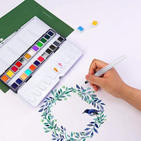 Artistas acuarela juego de pintura removible acuarela kits de pintura suministros de arte de pintura regalos para mujeres, adultos, niños, suministros de pintura profesional con paleta, acuarela pincel bolígrafos (24 colores) - Arteztik
