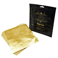 Gigules - 100 hojas de papel de aluminio dorado de imitación de 5.5 x 5.5 in para manualidades, pintura, dorado, decoración - Arteztik
