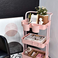 StorageWorks - Carro rodante de 3 niveles, organizador de almacenamiento con ruedas bloqueables para dormitorio, rosa, 16.7 pulgadas de largo x 14 pulgadas de ancho x 33.4 pulgadas de alto - Arteztik
