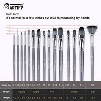 Artify - Juego de 15 pinceles para pintura acrílica de acuarela, incluye estuche de transporte con paleta y 2 esponjas - Arteztik
