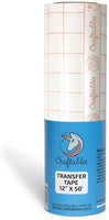 Craftables rollo de cinta de papel de transferencia de vinilo transparente con rejilla de alineación y papel de fácil liberación | 12 pulgadas x 25 pies cinta de aplicación para camuflaje, crickut, calcomanías de vinilo, letreros, ventanas, pegatinas - Arteztik
