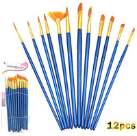Veczom - Juego de 12 pinceles de pintura para artistas, diferentes tamaños, pinceles de nailon, pincel para pintura acrílica al óleo, acuarela, arte de uñas faciales, pintura de roca, artistas de pintura Gouache, adultos, niños - Arteztik
