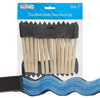 US Art Supply - Juego de pinceles de esponja de espuma para mango de madera, 25 unidades, ligero, duradero e ideal para acrílicos, manchas, barnices, manualidades, arte - Arteztik
