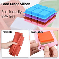 Fimary 4 moldes de silicona para jabón, 6 cavidades hechas a mano jabón moldes de silicona, 4 oz rectangular y 3.5 oz de jabón ovalado para manualidades caseras (rectangular) - Arteztik
