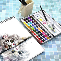 Seamiart - Juego de 50 pinturas de acuarela sólidas para adultos, niños, artista, pigmento, acuarela, kit de regalo con pincel de pintura, caja de lata de viaje 2020 - Arteztik
