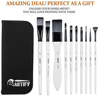 ARTIFY - Juego de 10 pinceles de pintura, incluye una funda de transporte perfecta para pintura acrílica, aceite, acuarela y gouache - Arteztik
