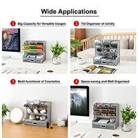 Marbrasse Mesh Desk Organizer, Multi-Functional Pen Holder, Pen Organizer for Desk, Desktop Stationary Organizer, Storage Rack for School Home Office Art Supplies (Silver Mesh Pen Holder with Drawer) - Arteztik
