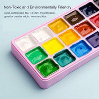 HIMI Gouache Juego de pintura, 18 colores x 1.0 fl oz, diseño único de taza de gelatina, estuche portátil con paleta para artistas, estudiantes, pintura de acuarela Gouache (rosa) - Arteztik
