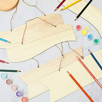 Cartel de madera colgante sin terminar en blanco para colgar placa de madera decorativa rebanadas de madera con cuerdas para pirografía, pintura, escritura en casa, manualidades, suministros pre-encordados (beige, 8) - Arteztik
