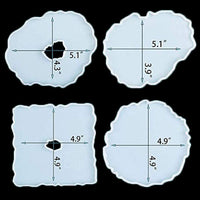 Bandeja de resina para posavasos, juego de 4 moldes de resina de silicona para hacer posavasos de geoda, con copos metálicos de 1.41 oz - Arteztik
