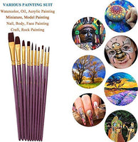 Suproot Juego de pinceles de pintura, 10 pinceles planos para acuarela, aceite, pintura acrílica y manualidades, uñas, pintura facial (cepillo azul) (negro) - Arteztik
